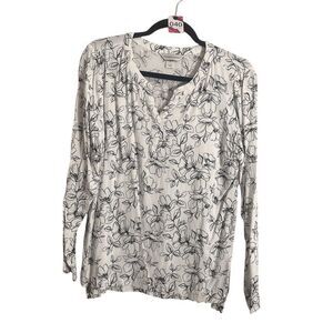 Christopher & Banks Womens Floral Long Sleeve Blouse Medium